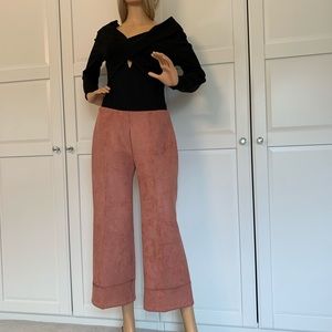 Faux Suede Pink Cropped Pant w cuff by Zara! BNWT